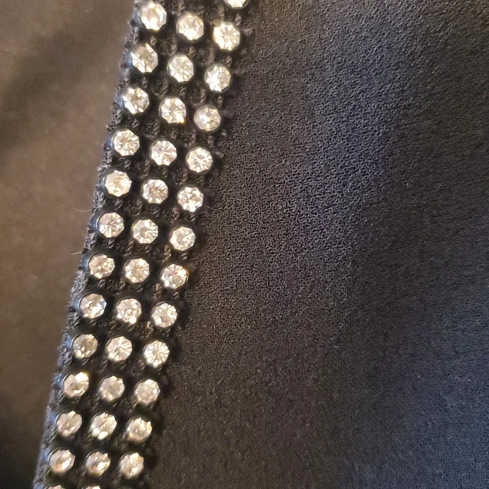 Solini Womans Vintage Black Tie Wrap Blazer Top With‎ Crystal Rhinestones Size 4